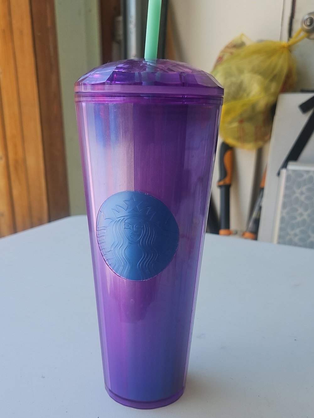 Starbucks Iridescent Purple and Blue Tumbler with Mint Straw